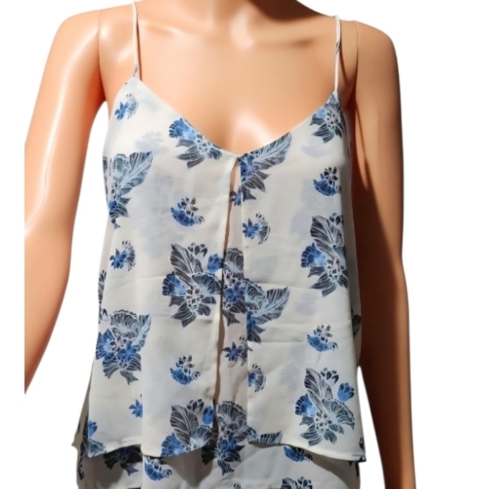 H&M Blue Floral Double Layer Sleeveless Chiffon Top – Size 4. - Picture 4 of 8